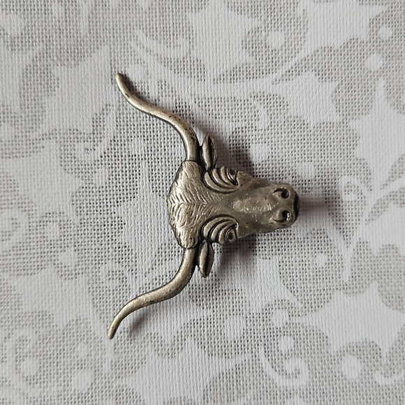 Vintage Texas Longhorn Silver/Pewter Finish Tie Tack. - Picture 1 of 7